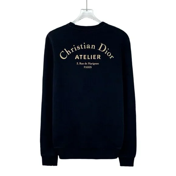 Christian Dior Atelier Black Cotton Long-Sleeve Round-Neck Logo Sweatshirt XS Ma